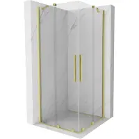 Mexen Velar Duo schuifdouchecabine 100 x 100 , transparant, geborsteld goud - 871-100-100-02-55