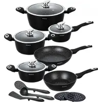 Klausberg GRANIETEN PANNENSET 15 ELEM. KB-7322, Pan + steelpan