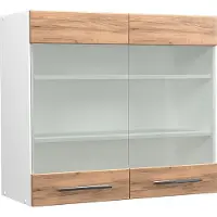 Vicco Fame-Line Glazen keukenkast – 80 cm Krachtige eik goud