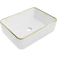 Mexen Catia opbouw wastafel 48 x 37 cm, wit/gouden rand - 21314805
