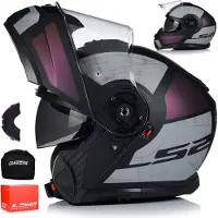 LS2 FF908 Strobe II Orion Mat Zwart Paars Blauw 06 Systeemhelm Maat 2XL