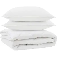 vidaXL Seizoensdekbedset met kussens, 3 stuks, wit, microvezel