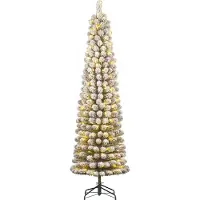 Black Box Trees Charlton Smalle Kunstkerstboom met Warm Witte LED Verlichting - H260 x Ø63 cm - Groen Frosted