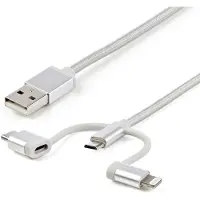 StarTech.com USB oplaadkabel - USB naar Lightning / USB-C / Micro-B - gevlochten - 1 m