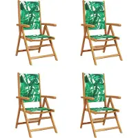 vidaXL Tuinstoelen 4 st verstelbaar massief hout en stof groen