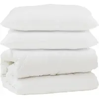 vidaXL Dekbed met kussen 3 pcs Wit Microvezel