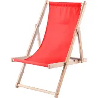 Kadax Ligstoel, strandstoel van hout, zonnebed tot 120 kg, ligstoel van beukenhout, houten klapstoelen, strandstoel, klapstoel voor strand, houten ligstoel (rood)