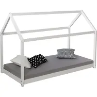 Homestyle4u Kinderbed 80x160 cm - Huisbed met matras - Vloerbed - Wit
