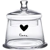 Clayre & Eef Voorraadpot Deksel Ø 12x13 cm Glas Rond Hart Love Voorraadbus Transparant Voorraadbus