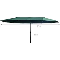 Akord Grote Tuinparasol TILIA / Buitenparasol / Verstelbare Hoogte / UV-bescherming, Waterdicht / Donkergroen / 460 x 270 x 245 cm