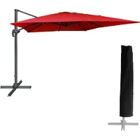 Happy Garden Vierkante MOLOKAI parasol 3x3m rood + hoes