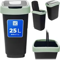 Kadax Morin 25L afvalbak met draaiklep, zwart en groen