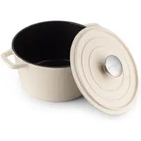 Rosmarino Braadpan - Braadpannen - Gietijzeren Braadpan 20 cm - Braadpan inductie - 1.8 liter - Wit