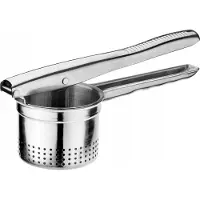 Kadax Aardappelpers voor aardappelpuree, spätzle, groenten, fruitsappen, multipers, aardappelstamper van roestvrij staal, lengte: 24,5 cm, vaatwasmachinebestendig, spätzle pers, zilver