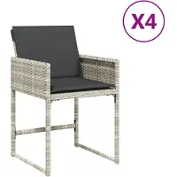 vidaXL Tuinstoelen 4 st met kussens poly rattan lichtgrijs
