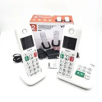 Gigaset E290A Duo, analoge/DECT telefoon, draadloze headset, luidsprekerfunctie, 150 contacten, nummerherkenning, wit