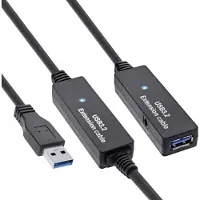 InLine actieve USB naar USB verlengkabel - externe voedingsadapter - USB3.0 - tot 0,9A - 10 meter