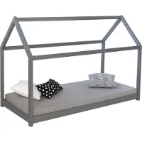 Homestyle4u Kinderbed 80x160 cm - Vloerbed - Huisbed met matras - Grijs