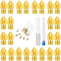 MMOBIEL 24 X 0.2/0.3/0.4/0.5/0.6/0.8/1.0mm Messing MK8 3D Printer Nozzles Extruder