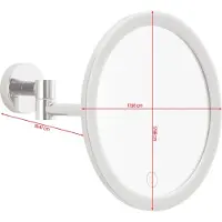 TESA VISIOON LED Make-upspiegel - Draadloze Badkamerspiegel met Dimbare Verlichting - Touchbediening, Ingebouwde Oplaadbare Batterij, 5x Vergroting, Zwenkarm - Montage zonder Boren - 18 cm - Chroom