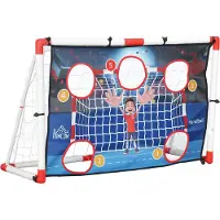 HOMCOM -Voetbaltrainingsnet-Kunststof-116x48x76cm-Wit