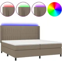 vidaXL Boxspringbed met matras en LED-verlichting, taupekleurig, 200x200 cm, gestoffeerd