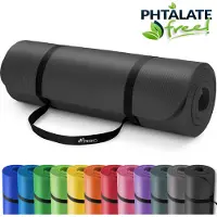 Tresko Yoga mat zwart, 190x100x1,5 cm dik, fitnessmat, pilates, aerobics