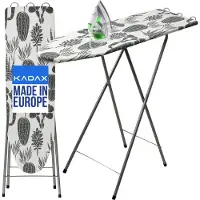 Kadax In hoogte verstelbare strijkplank van staal, 100 x 30 cm, inklapbare strijkplank, stoomstrijkplank met overtrek, stoomstrijkplank met antislipvoetjes (wit/grijs)