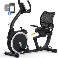 Merach Semi-Ligfiets Revalidatiefiets - 8 Niveaus Magnetische Weerstand - LED-scherm - Verbonden APP - Hartfrequentie Sensor - Zwart