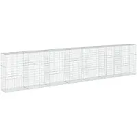 vidaXL Gabion met deksel, 700x50x150 cm, verzinkt staal