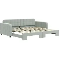 vidaXL Slaapbank met onderschuifbed 90x190 cm fluweel lichtgrijs