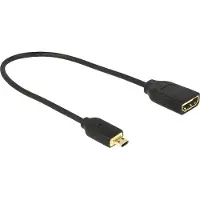 DeLOCK 65687 HDMI-kabel HDMI Aansluitkabel HDMI-A-bus, HDMI-micro-D-stekker 0.23 m Zwart Vergulde steekcontacten, 4K UHD