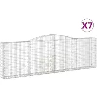 vidaXL Gabionen met boogvorm, 7 stuks, 400x30x120/140 cm, verzinkt staal