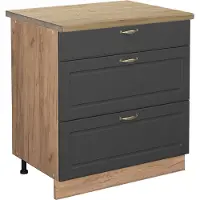 Vicco Fame-Line Keukenonderkast – 80 cm met 3 laden, WB Eik Antraciet-goud