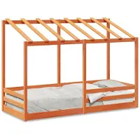 vidaXL Kinderbed met bedhuis 75x190 cm massief grenenhout wasbruin