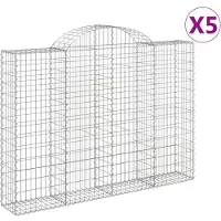 vidaXL Gabionen met boogvorm, 5 stuks, 200x30x140/160 cm, verzinkt staal