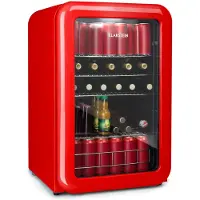 Klarstein Poplife Drankkoeler - Koelkast - 115 Liter - Eek E - Retro Design - Temperatuur: 0-10 °C - Eco Plus - 39 dB - Verstelbare pootjes - Dubbel glas
