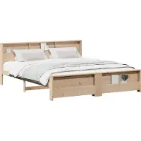 vidaXL Bedframe met plank Bruin 200 x 200 cm Massief grenenhout