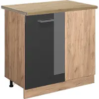 Vicco R-Line Hoekkast – 86 cm, WB Eik Antraciet Hoogglans