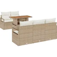 vidaXL Tuinbank Set 6 st 5-Aantal zitplaatsen beige en crèmekleurig