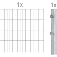 Alberts 641320 dubbelstaafmat hekwerk als complete hekwerkset, thermisch verzinkt, hoogte 83 cm, lengte 2,5 m