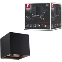 Paulmann Nyara LED buiten wandlamp op accu, zwart, 10 cm, sensor, IP44, zwart, Badkamer, Aluminium, Modern, Wandlamp buiten