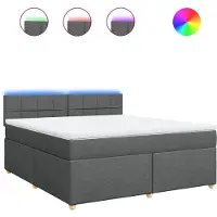 vidaXL Boxspringbed met matras, donkergrijs, 180x200 cm, gestoffeerd