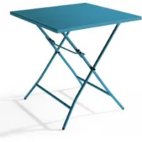 Oviala - Vierkante inklapbare tuin tafel van blauw pacifisch staal - Palavas