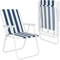 Springos Campingstoel | Kampeerstoel | Vouwstoel | Visstoel | Inklapbaar | Blauw/Wit