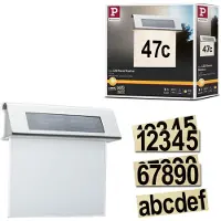 Paulmann huisnr.-lamp LED op zonne-energie, IP44 Solar Hausnummernleuchte, alu / grijs / zink, Roestvrij staal, Modern, Wandlamp buiten