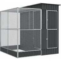 vidaXL Volière met verlengstuk zilver 209x203x216 cm staal