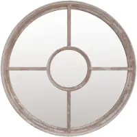 vidaXL Tuinspiegel rond 60x4 cm ijzer zandkleurig