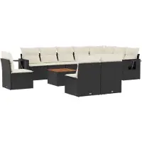 vidaXL 11-delige Loungeset met kussens poly rattan zwart