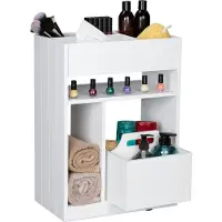 Relaxdays Nicheplank-rolkarretje voor kantoor, badkamer en keuken, wit